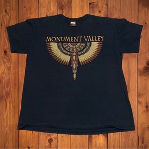 Vintage Native American Indigenous Shirt Feathers Monument Valley Arizona